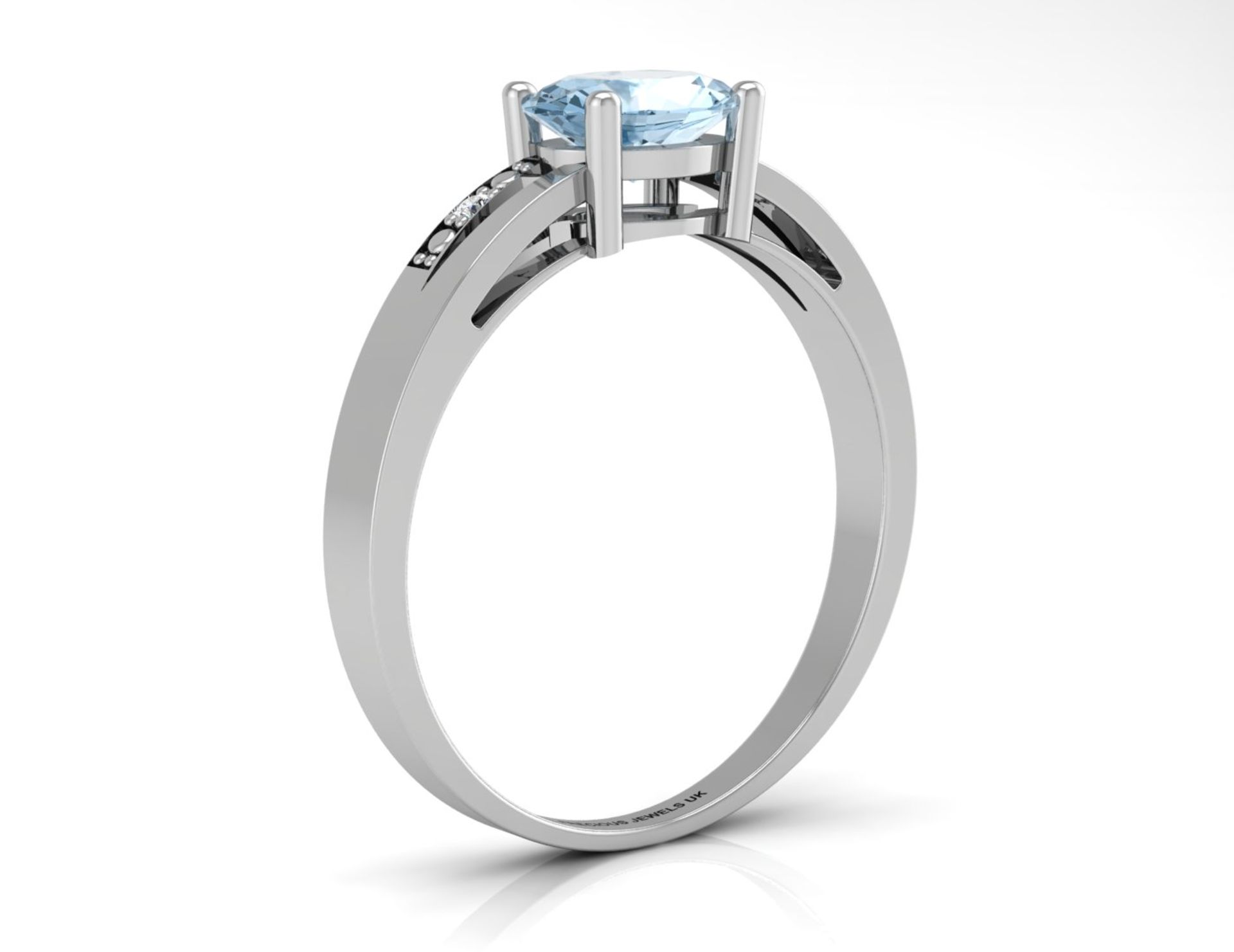 9ct White Gold Diamond And Blue Topaz Ring 0.01 Carats - Valued by GIE £945.00 - 9ct White Gold - Image 2 of 5
