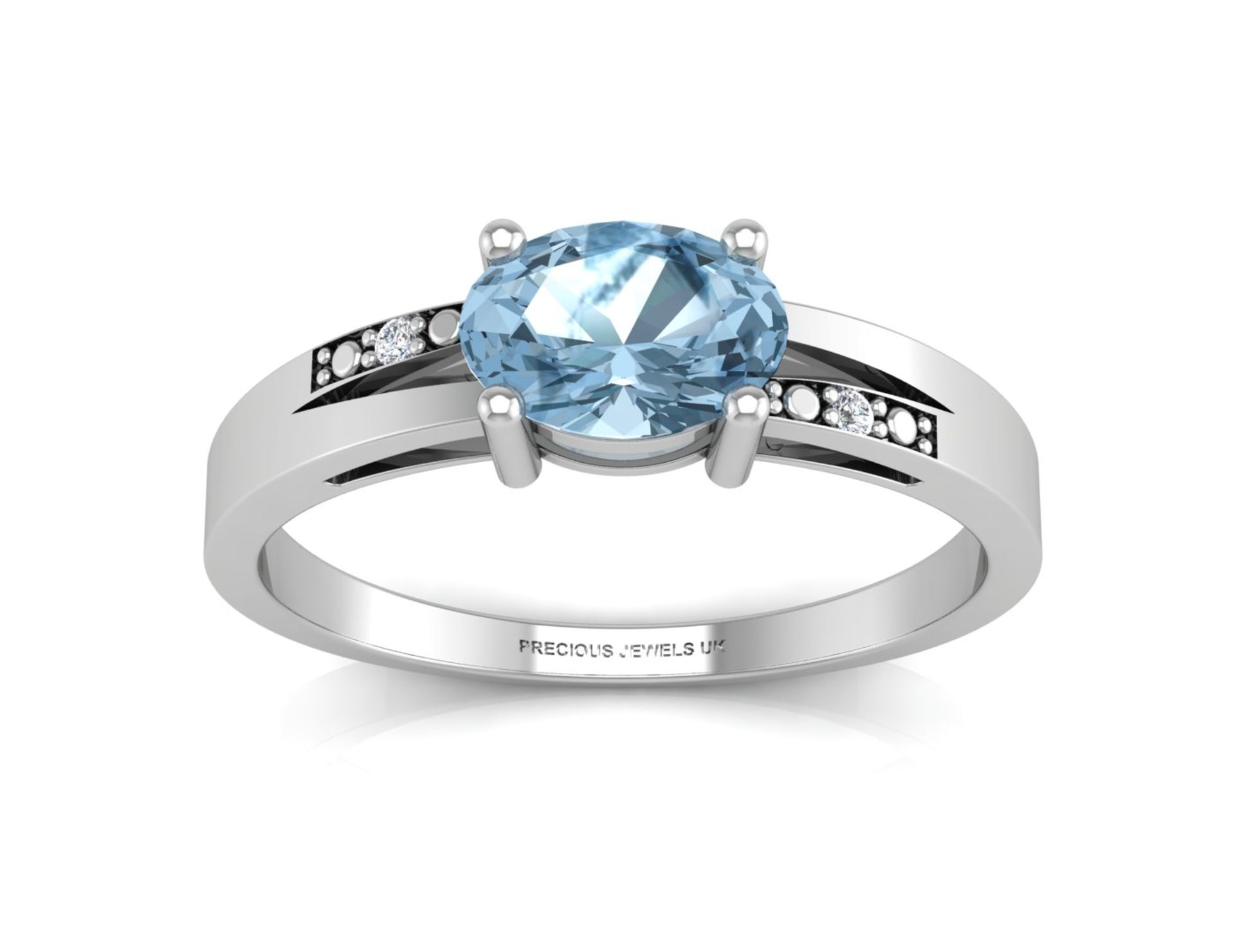 9ct White Gold Diamond And Blue Topaz Ring 0.01 Carats - Valued by GIE £945.00 - 9ct White Gold - Image 3 of 5