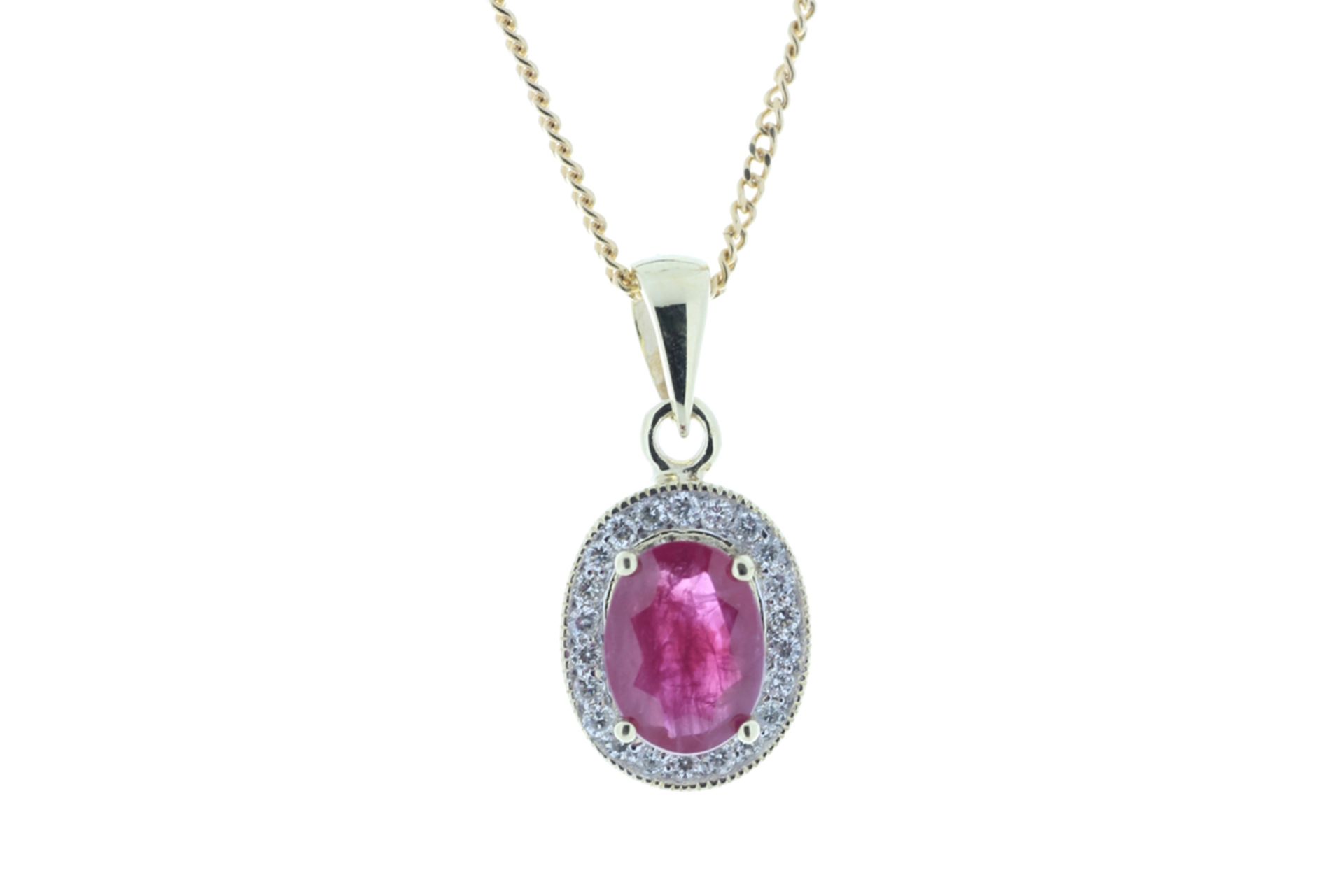 9ct Yellow Gold Diamond And Ruby Pendant 0.11 Carats - Valued by GIE £2,095.00 - 9ct Yellow Gold