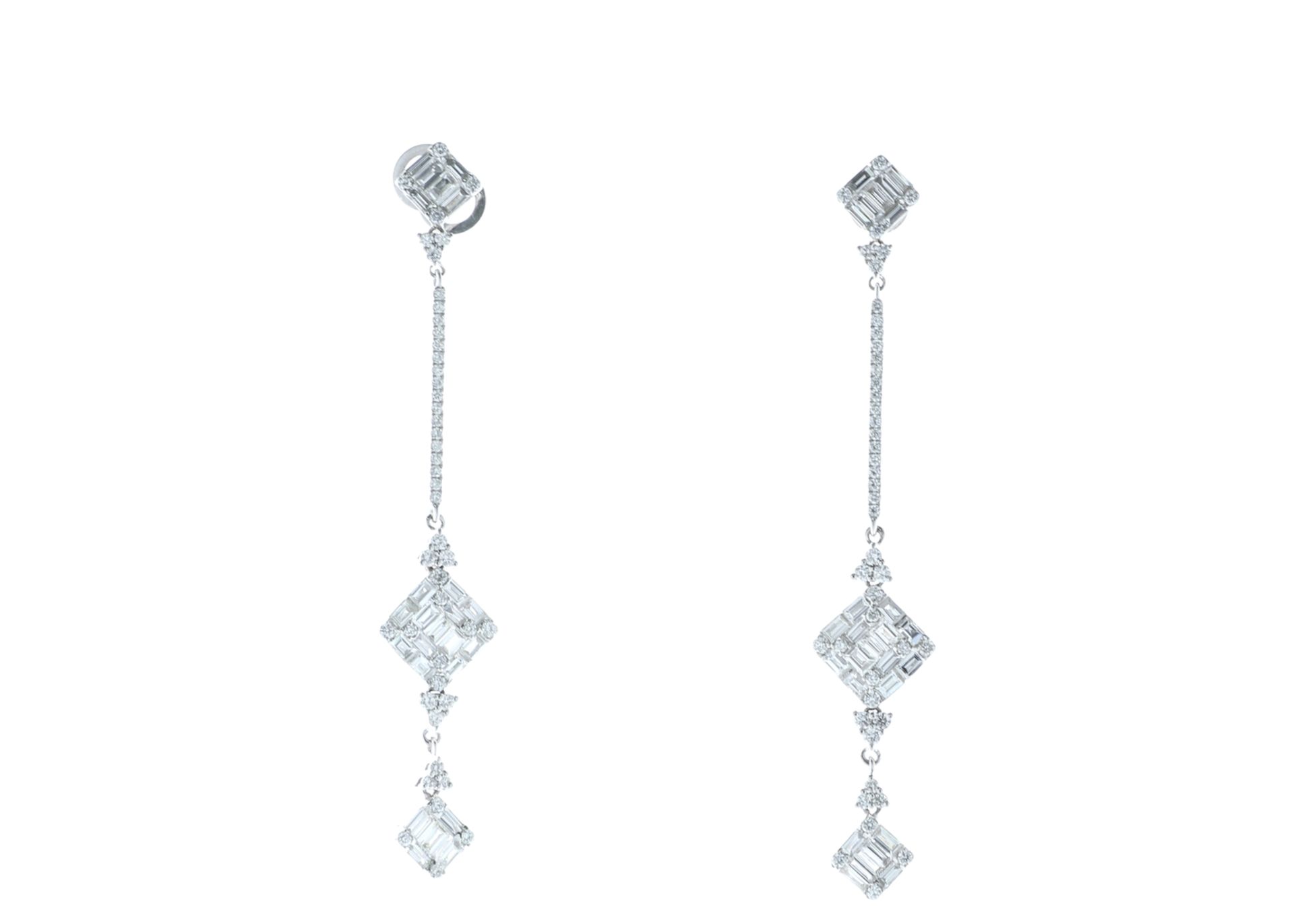 18ct White Gold Diamond Drop Earrings 2.29 Carats - Valued by IDI £15,950.00 - 18ct White Gold