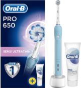 GRADE B - Oral-B Pro 650 Sensi Ultrathin Electric Toothbrush Rechargeable Powered by Braun UK 2-