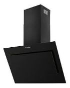 BOXED RUSSELL HOBBS 90CM WIDE ANGLED BLACK GLASS CHIMNEY COOKER HOOD MODEL: RHGCH902B-M RRP £190.