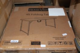 BOXED HOME VIDA 4FT FOLDING TABLE Condition ReportAppraisal Available on Request- All Items are