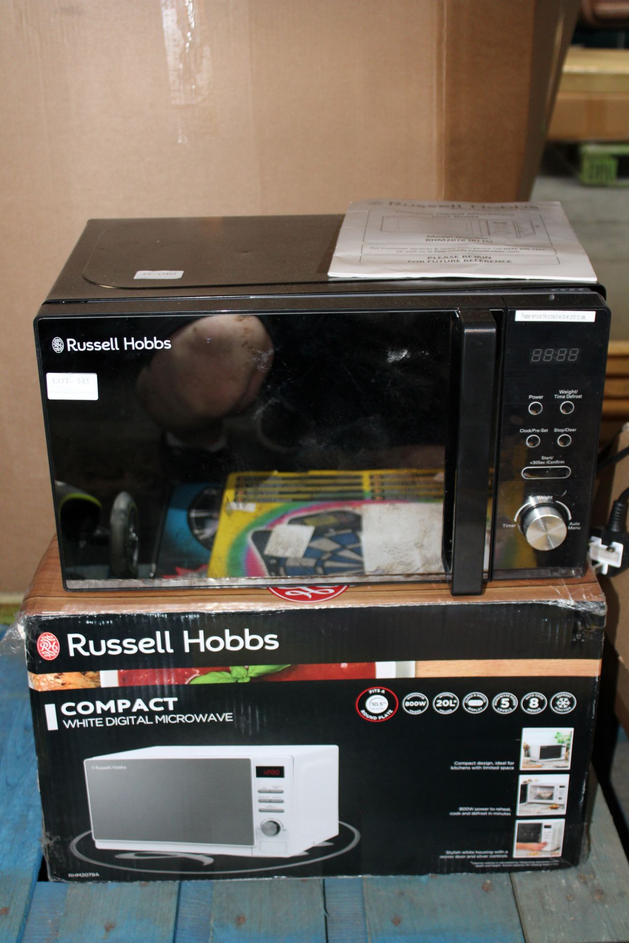 2X ASSORTED BOXED/UNBOXED RUSSELL HOBBS DIGITAL MICROWAVE OVENS Condition ReportAppraisal