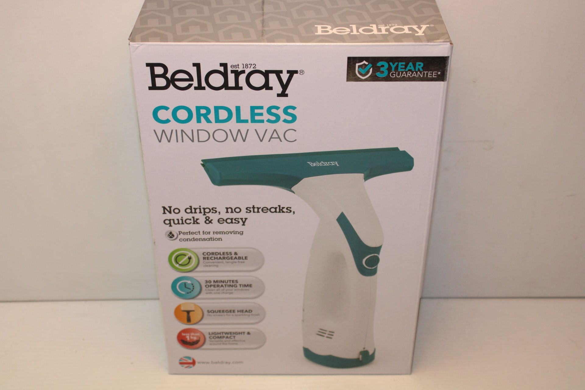 BOXED BELDRAY CORDLESS WINDOW VAC Condition ReportAppraisal Available on Request- All Items are