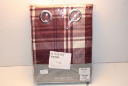 BAGGED HIGHLAND CHECK LINED EYELET CURTAINS PLUM RRP £14.99Condition ReportAppraisal Available on