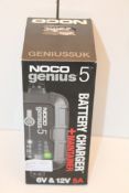 BOXED NOCO GENIUS 5 BATTERY CHARGER + MAINTAINER 6V & 12V 5A RRP £58.99Condition ReportAppraisal