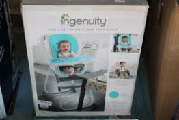 BOXED INGENUITY TRIO 3-IN-1 SMARTCLEAN HIGH CHAIR RRP £89.00Condition ReportAppraisal Available on