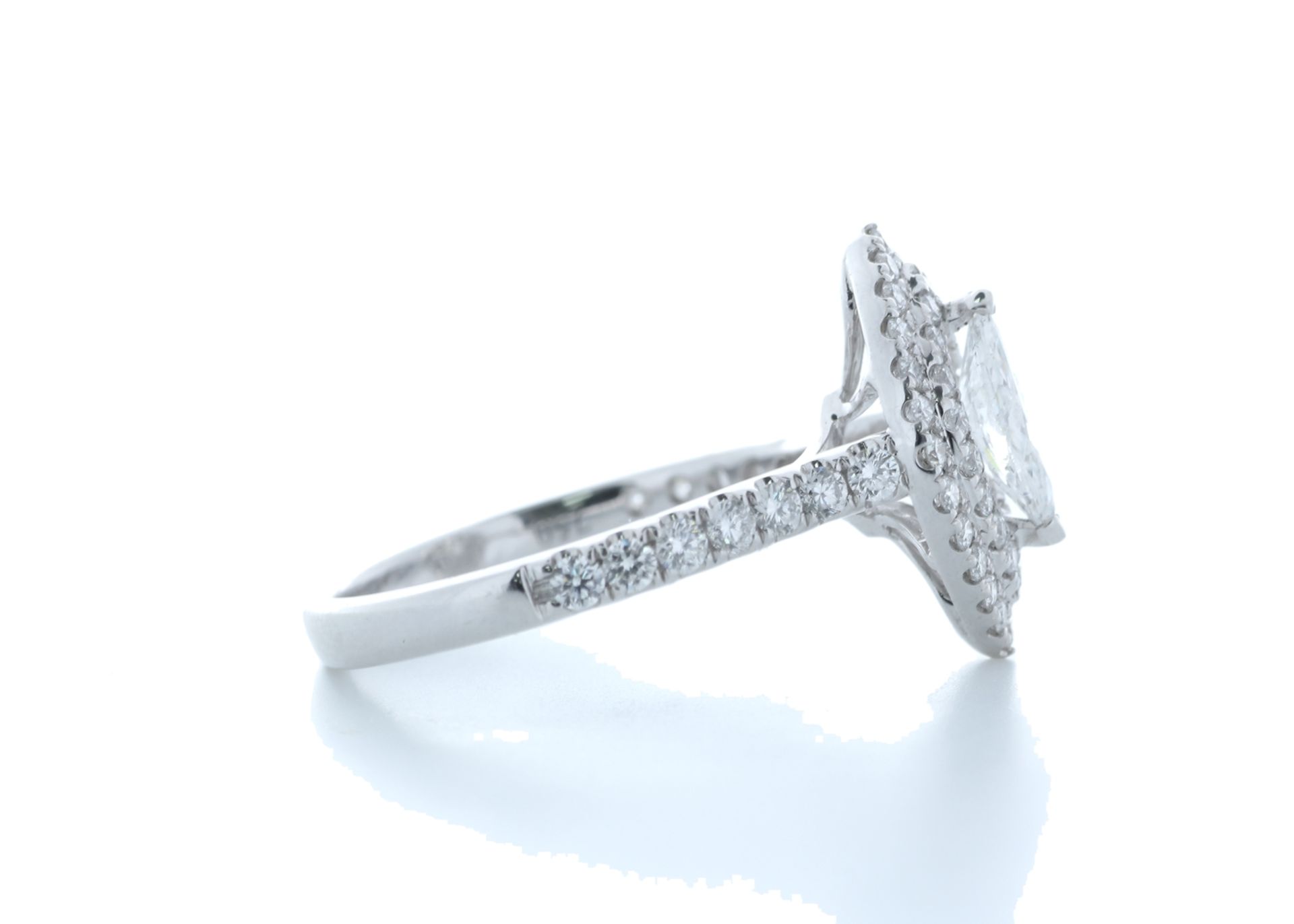 18ct White Gold Marquise Diamond Halo Ring 1.15 (0.52) Carats - Valued by IDI £7,250.00 - 18ct White - Image 4 of 5