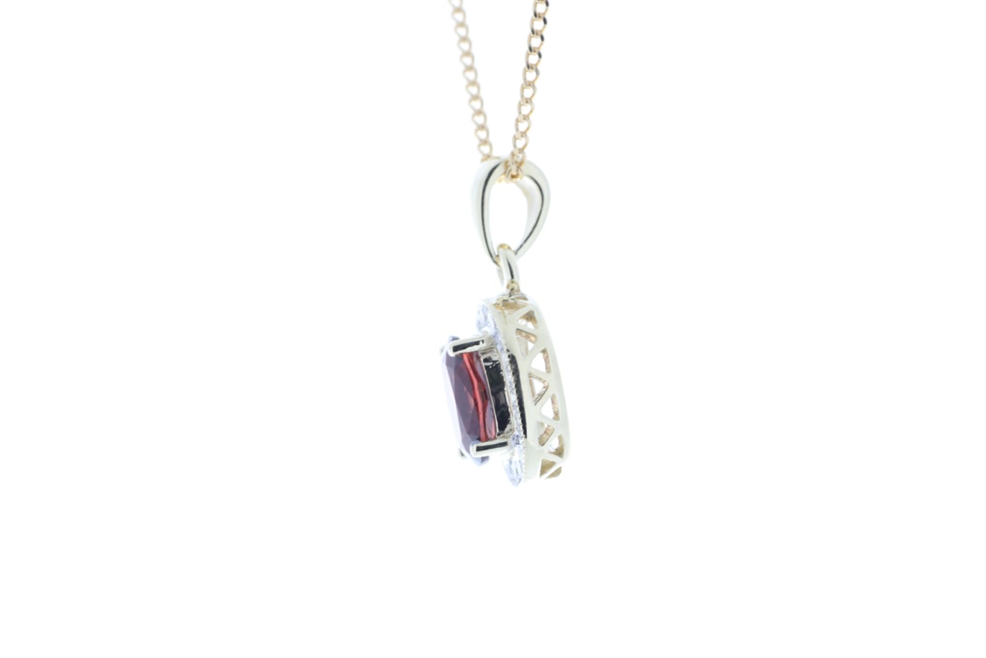 9ct Yellow Gold Diamond And Garnet Pendant 0.11 Carats - Valued by AGI £595.00 - 9ct Yellow Gold - Image 4 of 4