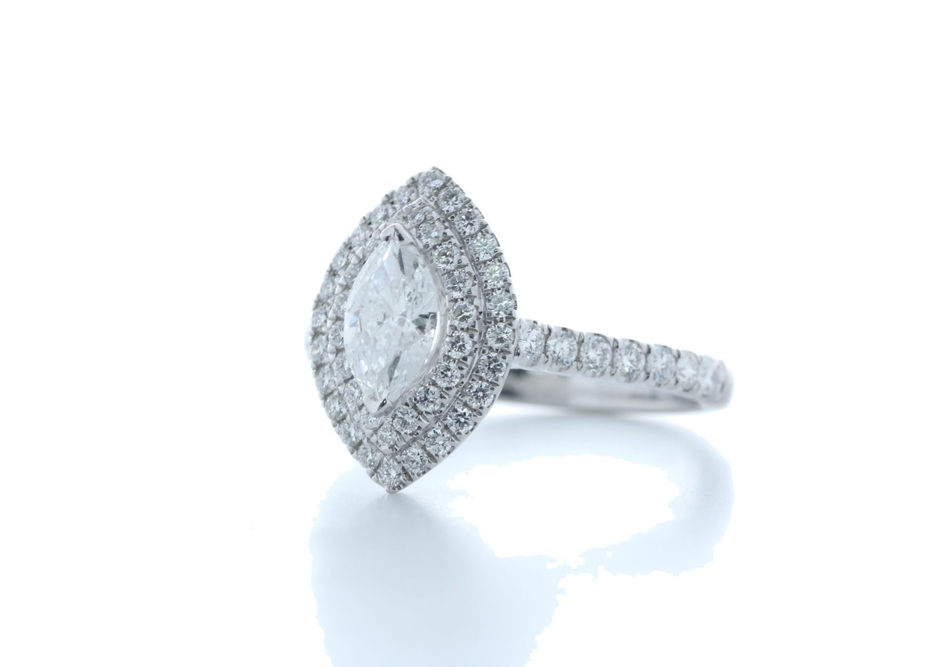 18ct White Gold Marquise Diamond Halo Ring 1.15 (0.52) Carats - Valued by IDI £7,250.00 - 18ct White - Image 2 of 5