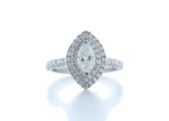 18ct White Gold Marquise Diamond Halo Ring 1.15 (0.52) Carats - Valued by IDI £7,250.00 - 18ct White