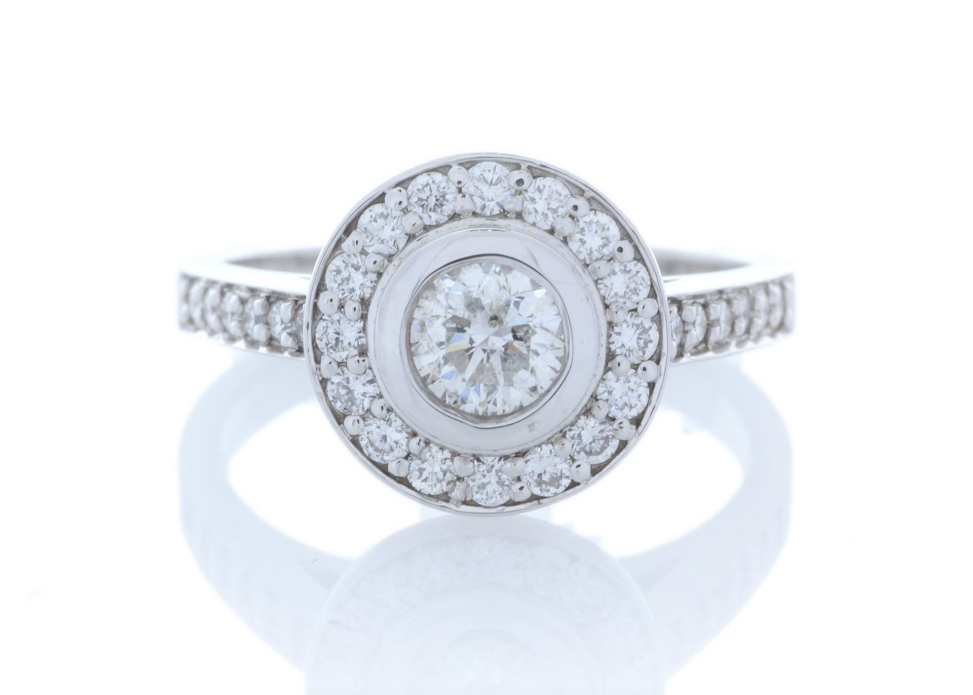 18ct White Gold Single Stone With Halo Setting Ring (0.50) 1.00 Carats - Valued by AGI £10,500.