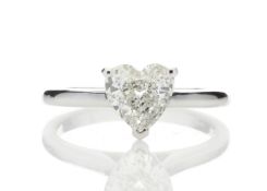18ct White Gold Single Stone Heart Cut Diamond Ring 1.04 Carats - Valued by AGI £8,113.00 - 18ct