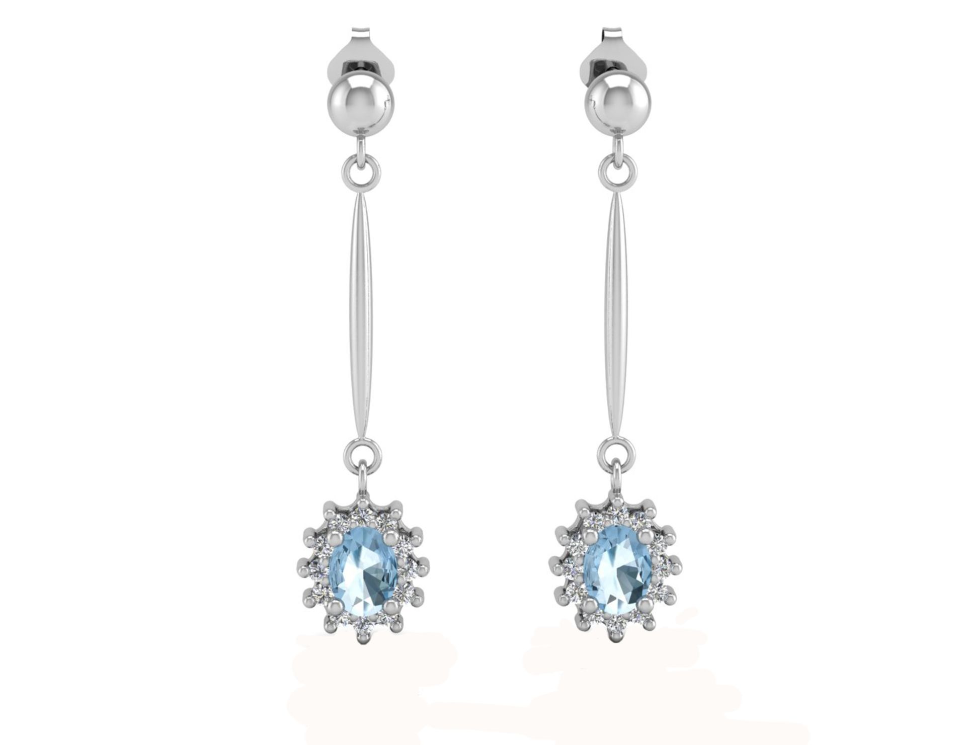 9ct White Gold Diamond And Blue Topaz Earring 0.12 Carats - Valued by AGI £399.00 - 9ct White Gold - Image 3 of 3