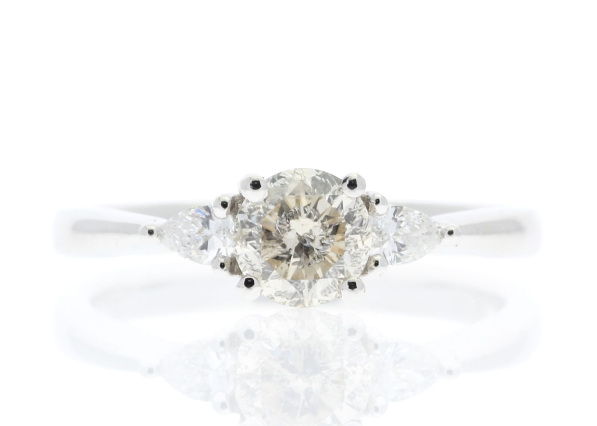 18ct White Gold Three Stone Claw Set Diamond Ring (0.59) 0.75 Carats - Valued by GIE £9,175.00 -