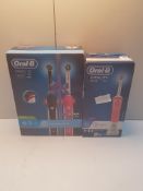 X 2 ORAL B VITALITY PLUS & PRO 2 ELECTRIC TOOTHBRUSHES COMBINED RRP £60Condition ReportAppraisal