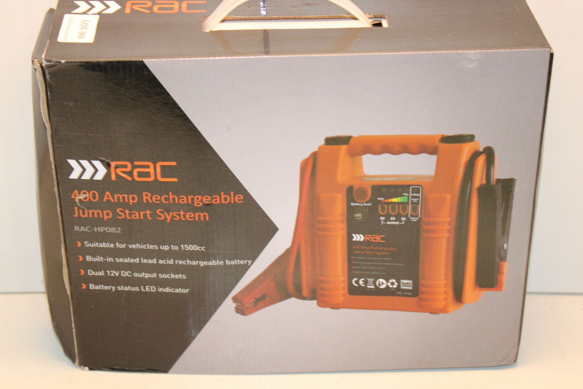 BOXED RAC 400 AMP RECHARGEABLE JUMP START SYSTEM RRP £47.49Condition ReportAppraisal Available on