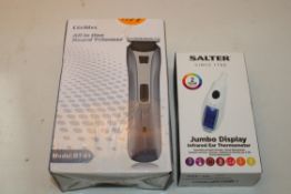 2X BOXED ASSORTED ITEMS TO INCLUDE ALL IN ONE BEARD TRIMMER & SALTER JUMBO DISPLAY INFRARED EAR