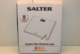 BOXED SALTER COMPACT GLASS ELECTRONIC SCALE RRP £19.99Condition ReportAppraisal Available on