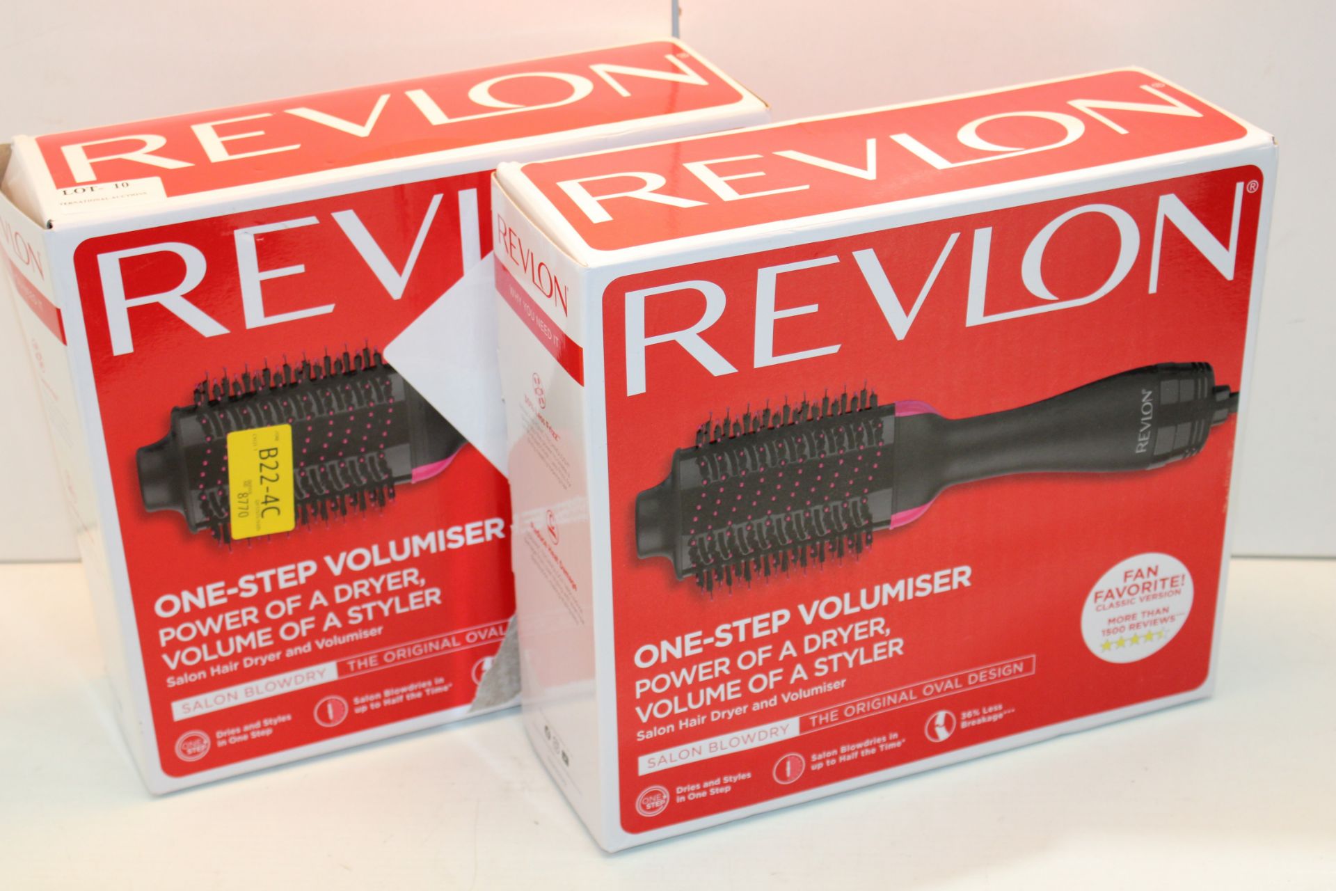 2X BOXED REVLON ONE-STEP VOLUMISER POWER OF A DRYER, VOLUME OF A STYLER COMBINED RRP £105.