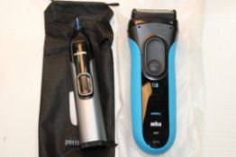 2X UNBOXED TRIMMER/SHAVERS BY BRAUN & PHILIPS Condition ReportAppraisal Available on Request- All