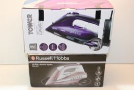 2X BOXED ASSORTED STEAM IRONS BY TOWER & RUSSELL HOBBSCondition ReportAppraisal Available on