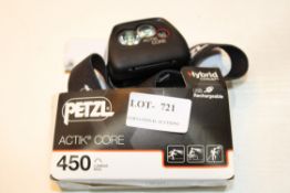 BOXED PETZL ACTIK CORE 450 LUMENS HEADLAMP RRP £44.95Condition ReportAppraisal Available on Request-