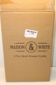 BOXED MAISON & WHITE 3 TIER HOOK SHOWER CADDY Condition ReportAppraisal Available on Request- All