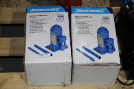 2X BOXED SILVERLINE HYDRAULIC BOTTLE JACKS 10 TONNECondition ReportAppraisal Available on Request-