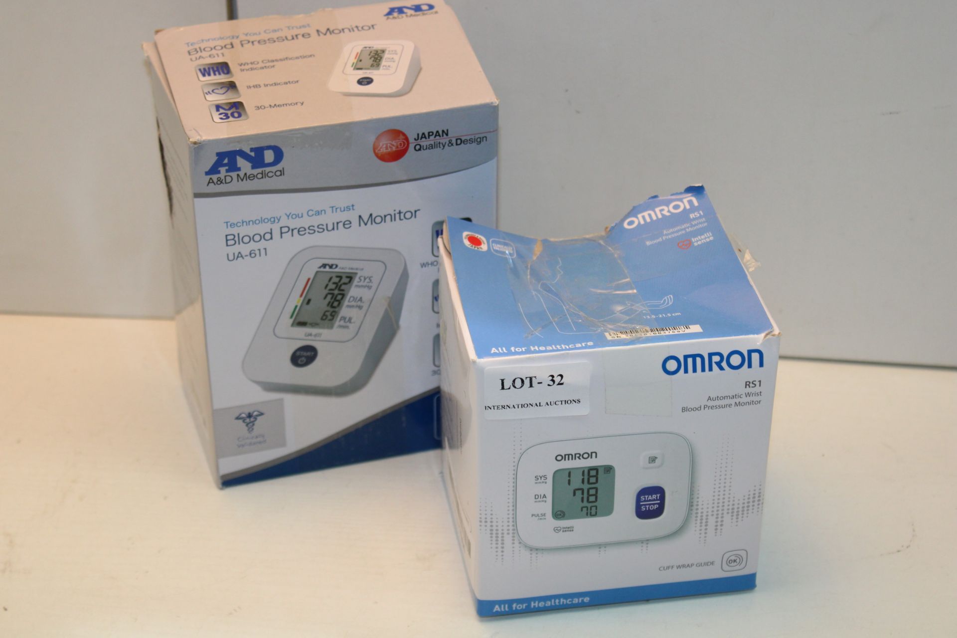 2X BOXED ASSORTED BLOOD PRESSURE MONITORS BY OMRON & A&D MEDICAL Condition ReportAppraisal Available