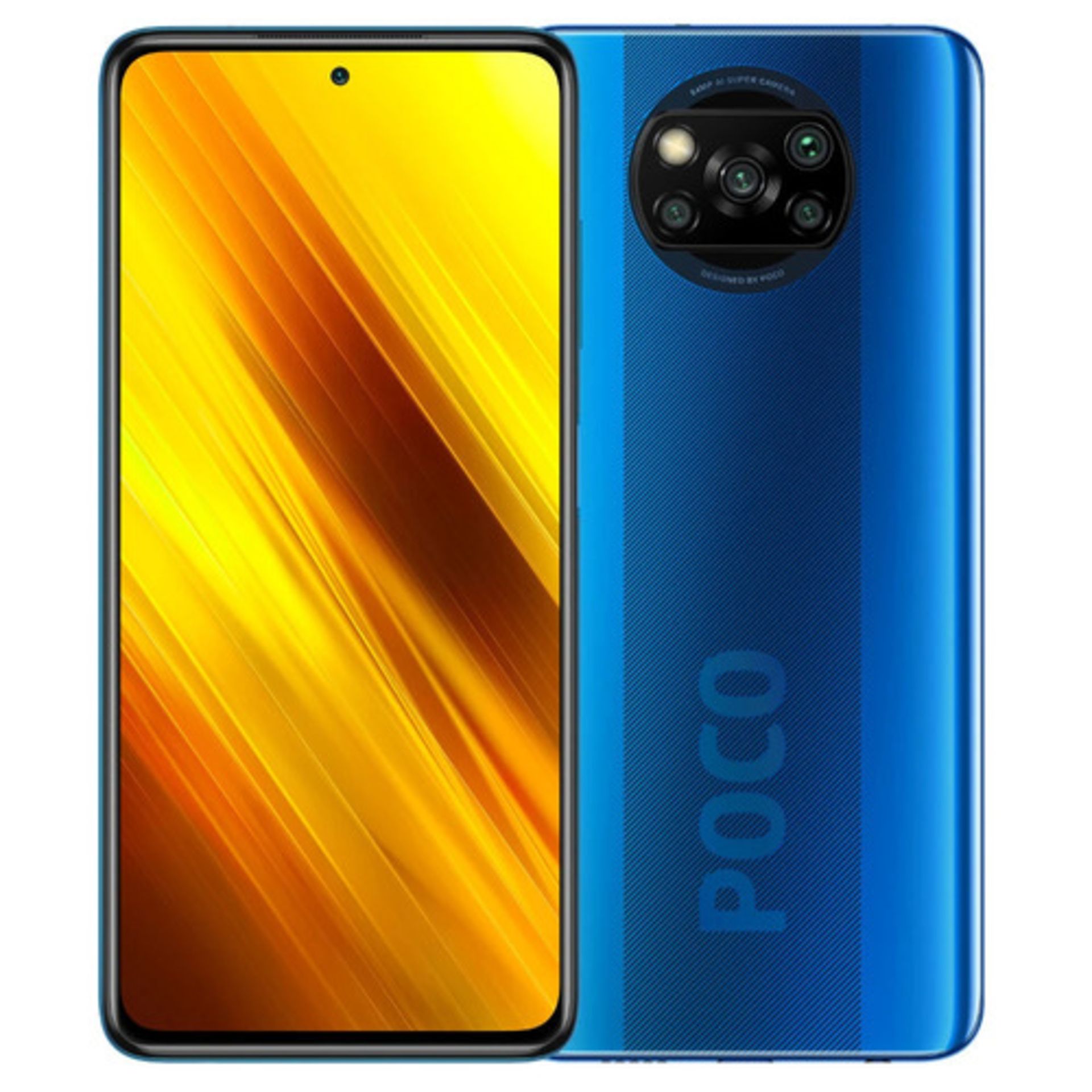 BOXED POCO X3 NFC SMARTPHONE IN BLUE RRP £199Condition ReportPOWERS ON