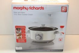 BOXED MORPHY RICHARDS SEAR AND STEW 3.5L SLOW COOKER CREAM RRP £29.99Condition ReportAppraisal
