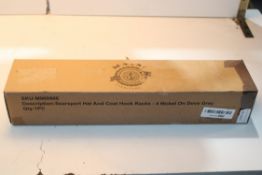 BOXED MAINE SEARSPORT HAT AND COAT HOOK RACKS - 4 NICKEL ON DOVE GREY Condition ReportAppraisal