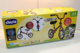 BOXED CHICCO RED BULLET 2-5YRS BALANCE BIKECondition ReportAppraisal Available on Request- All Items