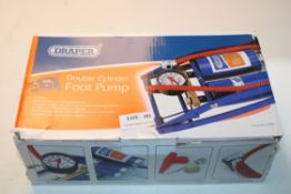 BOXED DRAPER DOUBLE CYLINDER FOOT PUMP RRP £24.99Condition ReportAppraisal Available on Request- All