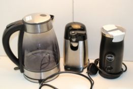 3X ASSORTEWD ITEMS KETTLE, CAN OPENER & MILK FROTHER Condition ReportAppraisal Available on Request-