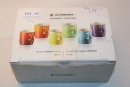 BOXED LE CREUSET SET OF 6 ESPRESSO MUGS RRP £65.00Condition Report Appraisal Available on Request-