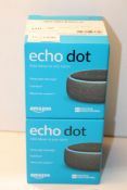 2X BOXED AMAZON ECHO DOT 3RD GENERATION COMBINED RRP £99.00 (VENDOR MARKED AS GRADE A/WE SELL NO