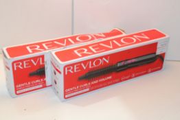 2X BOXED REVLON GENTLE CURL & VOLUME TANGLE FREE HOT AIR STYLER COMBINED RRP £40.00Condition