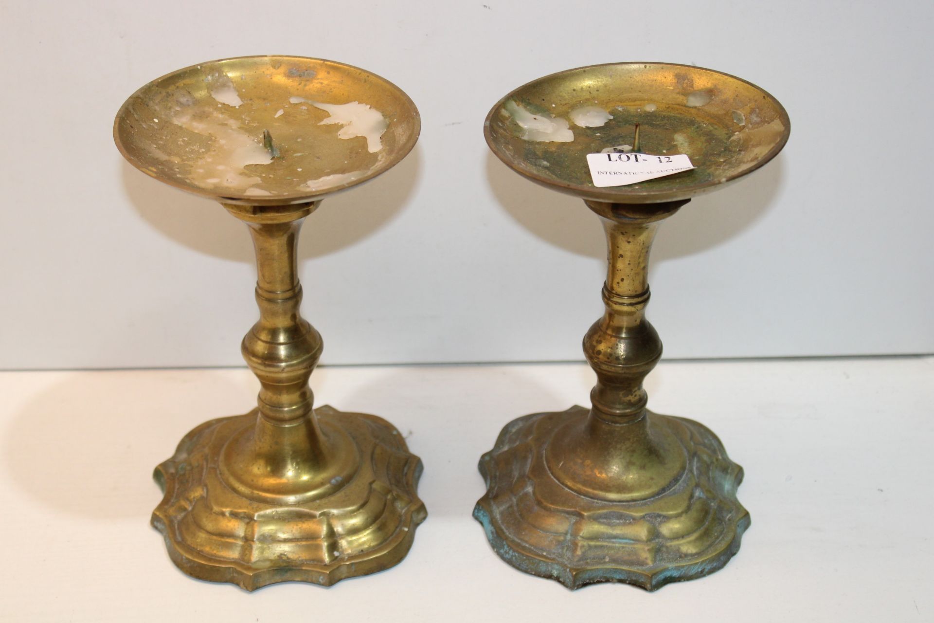 2X BRASS CANDLE HOLDERS Condition Report Appraisal Available on Request- All Items are Unchecked/