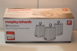 BOXED MORPHY RICHARDS DIMENSIONS SET OF 3 STORAGE CANISTERS WHITE RRP £29.99Condition Report