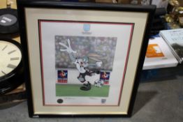 FRAMED "GOLDEN BOOT BUGS" WITH PROVIDENCE BUGS BUNNY ENGLAND 2006 SIGNED WALL ART 86/250Condition