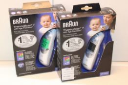 2X BOXED BRAUN THERMOSCAN 7 WITH AGE PRECISION EAR THERMOMETER MODEL: IRT 6520 COMBINED RRP £68.