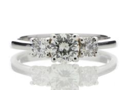 18ct White Gold Three Stone Claw Set Diamond Ring 0.77 Carats - Valued by GIE £14,595.00 - 18ct