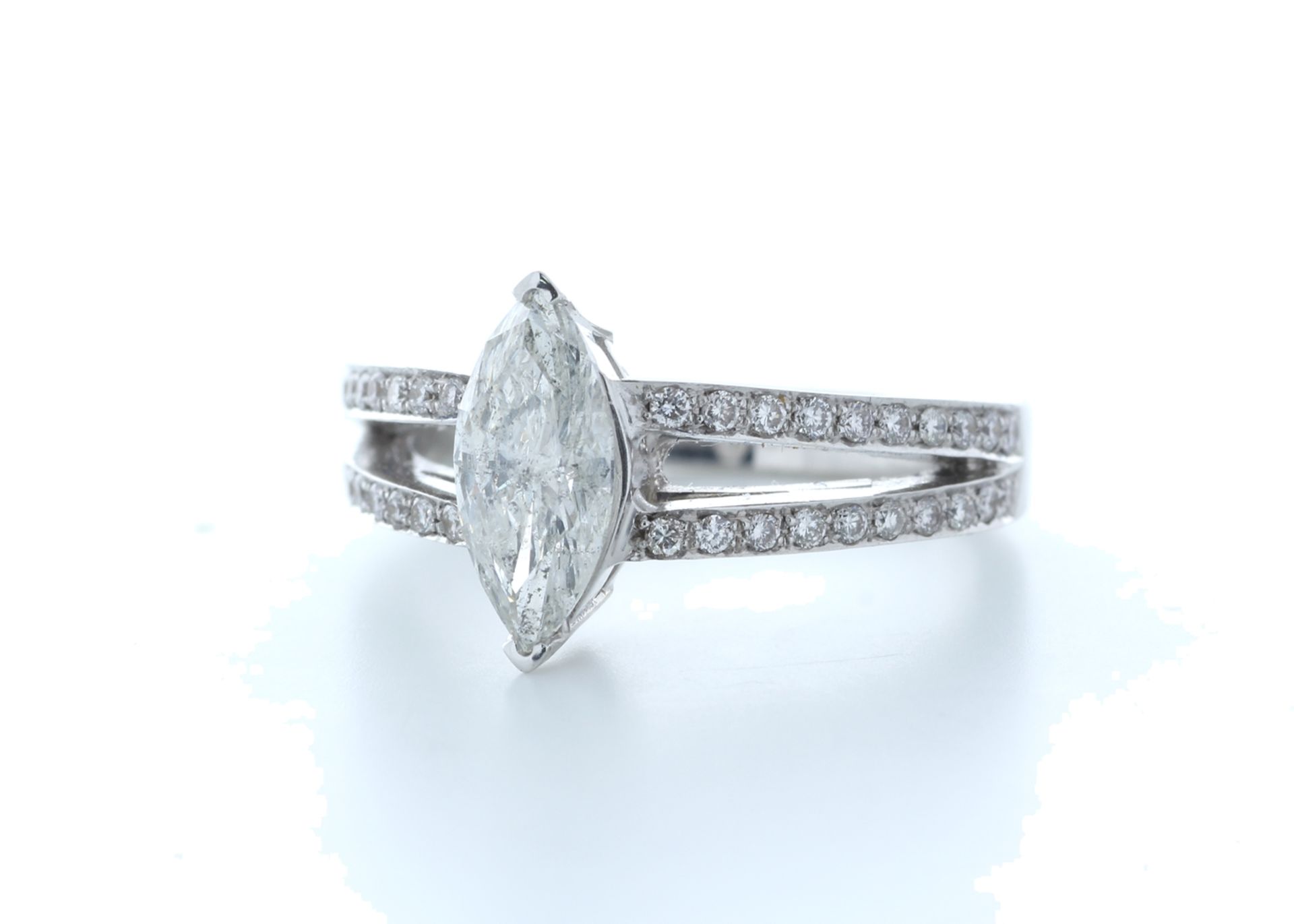 18ct White Gold Marquise Cut Diamond Ring 1.41 (1.11) Carats - Valued by IDI £13,950.00 - 18ct White - Image 2 of 5