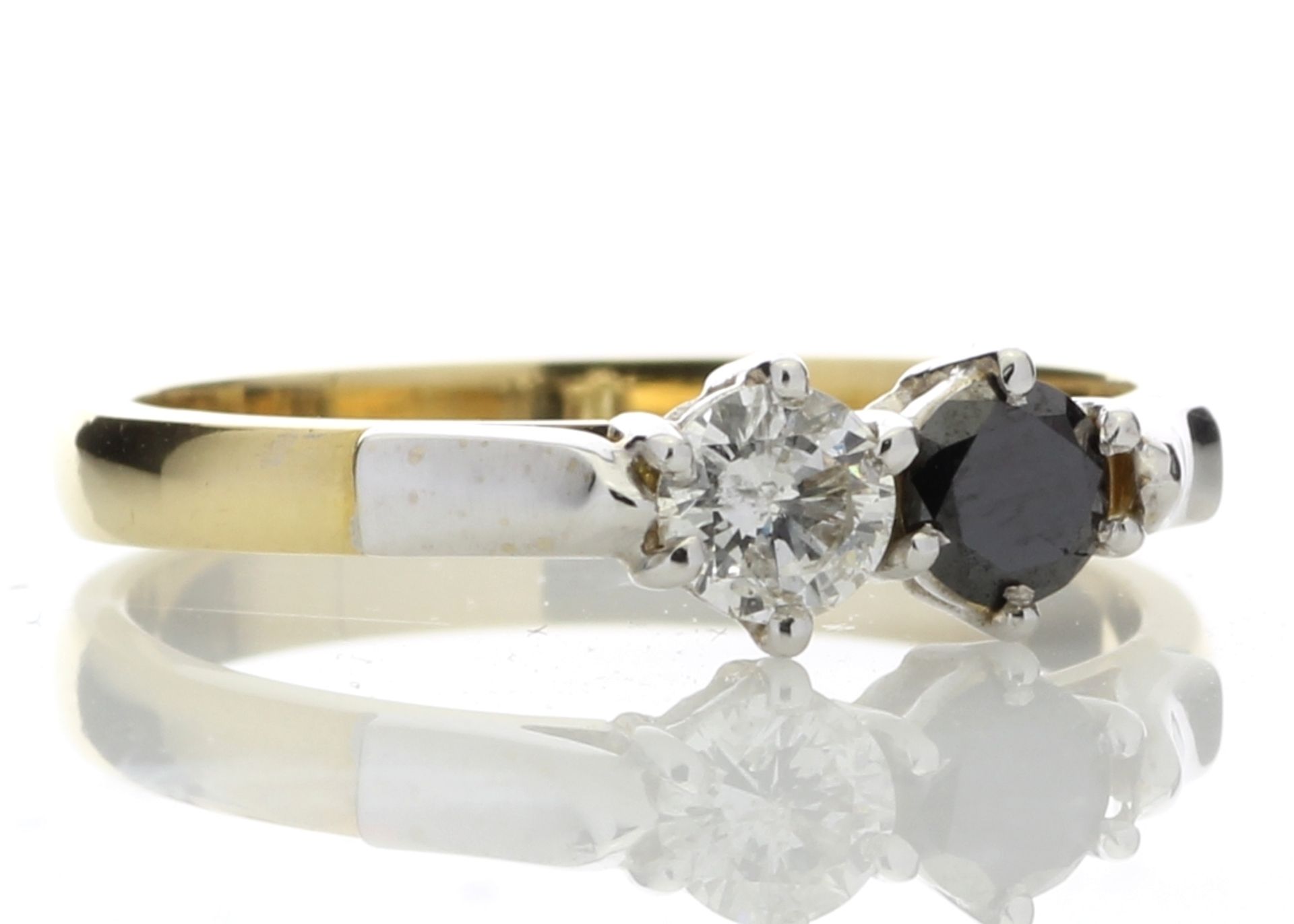 18ct Two Stone Claw Set Diamond With Black Treated Stone Ring 0.50 Carats - Valued by AGI £2,080. - Image 4 of 4