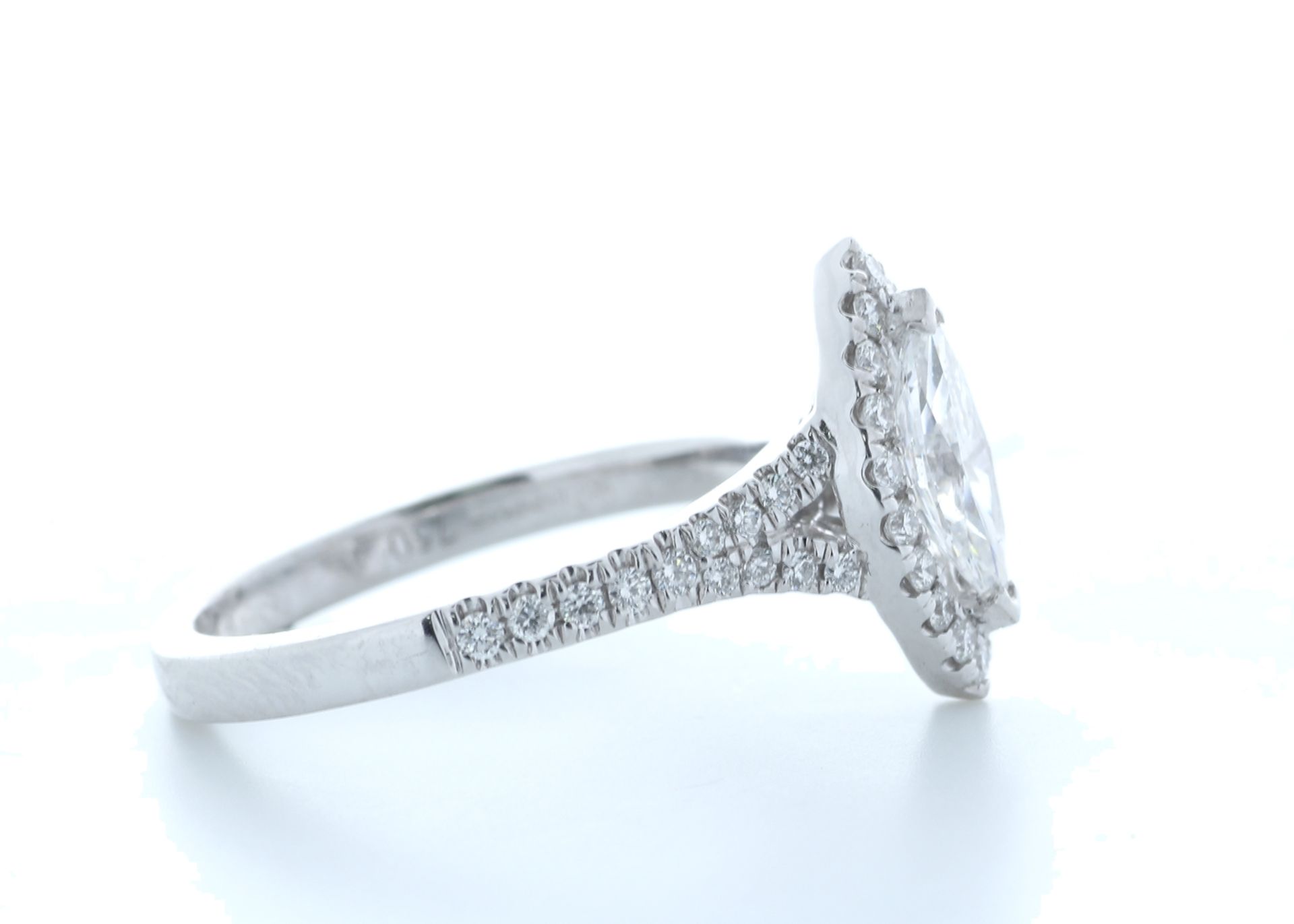 18ct White Gold Single Stone With Halo Setting Ring 1.04 (0.66) Carats - Valued by IDI £9,500.00 - - Image 4 of 5