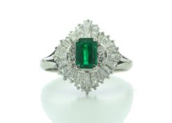 Platinum Cluster Diamond And Emerald Ring (E 0.37) 1.00 Carats - Valued by IDI £9,000.00 -