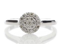 9ct White Gold Diamond Cluster Ring 0.24 Carats - Valued by GIE £2,755.00 - 9ct White Gold Diamond